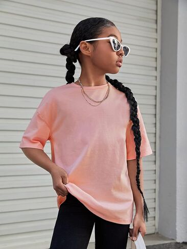 SOLY HUX Girl's Letter Graphic T Shirts Short Sleeve Cute Shirts Oversized Loose Tee Summer Tops in Saudi Arabia