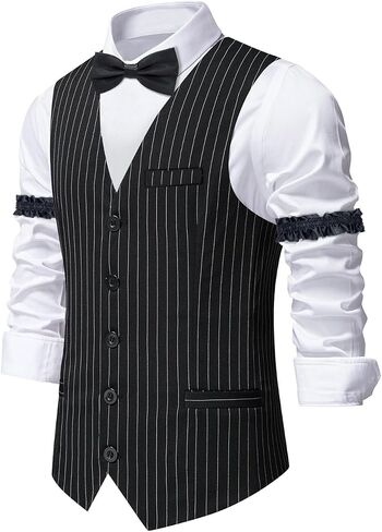 1920s Mens Gatsby Gangster Vest Great Gatsby Gangster Costume for Men Roaring 20s Accessories Set Fedora Hat Spats in Saudi Arabia