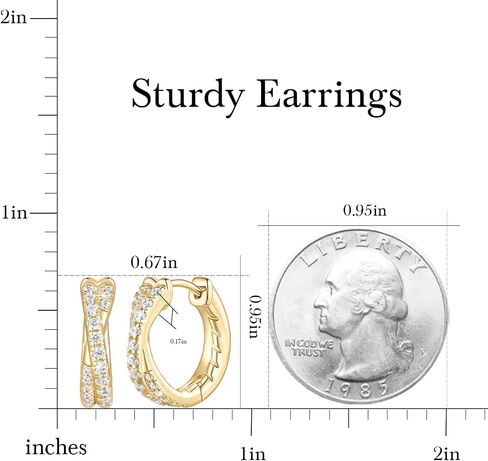Gold Hoop Earrings 14K Gold Hoop Earrings for Women Small Gold Huggie Hoop Earrings for Women X-Shaped Cubic Zirconia Elegant 14K Gold Earrings for Women in Saudi Arabia