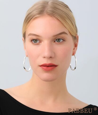 PABBEU Sterling Silver Hoop Earrings for Women S925 Silver Hoop Earrings Large Silver Hoop Earrings Hypoallergenic Thin Oversize Big Silver Hoop Earrings Sterling Silver Earrings in Saudi Arabia