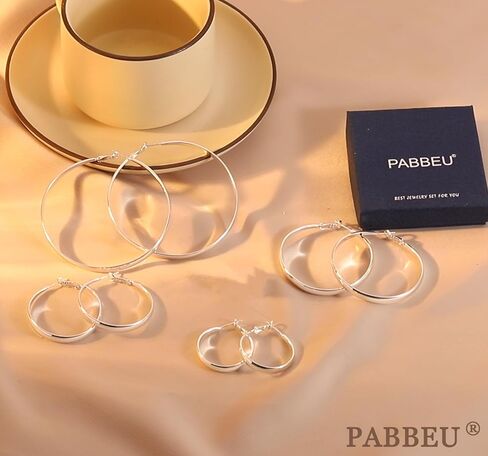 PABBEU Sterling Silver Hoop Earrings for Women S925 Silver Hoop Earrings Large Silver Hoop Earrings Hypoallergenic Thin Oversize Big Silver Hoop Earrings Sterling Silver Earrings in Saudi Arabia