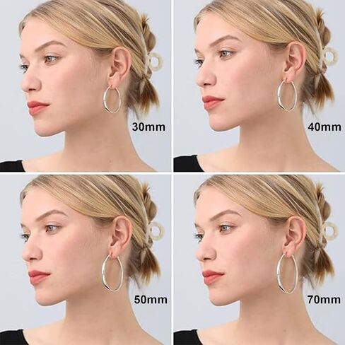 PABBEU Sterling Silver Hoop Earrings for Women S925 Silver Hoop Earrings Large Silver Hoop Earrings Hypoallergenic Thin Oversize Big Silver Hoop Earrings Sterling Silver Earrings in Saudi Arabia