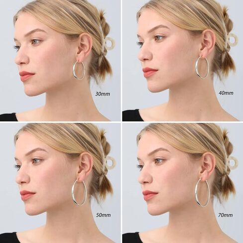 PABBEU Sterling Silver Hoop Earrings for Women S925 Silver Hoop Earrings Large Silver Hoop Earrings Hypoallergenic Thin Oversize Big Silver Hoop Earrings Sterling Silver Earrings in Saudi Arabia