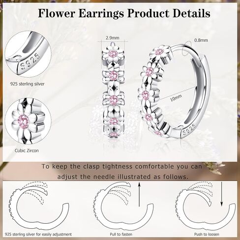 MILACOLATO 925 Sterling Silver Small Hoop Earrings for Women 14K Gold Plated Daisy Huggie Hoop Earrings Pave Rainbow Cubic Zirconia Cute Flower Hoop Earrings Hypoallergenic Earrings in Kuwait