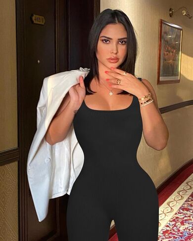 OLCHEE Womens Workout Rompers Jumpsuits Seamless Ribbed Yoga Gym One Piece Sleeveless Square Neck Tank Top Leggings Unitard in Saudi Arabia