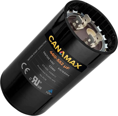 Canamax 708-850 MFD uf 50/60 هرتز 110-125 فولت تيار متردد مكثف بدء مستدير - بديل لتشغيل محرك التيار المتردد أو تشغيل المروحة ومكيف الهواء البارد أو الحراري - يستبدل 11028 11928 PMJ708 PMJ708A in Kuwait