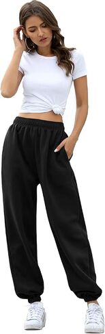 Women's High Waisted Sweatpants Athletic Pants Baggy Joggers Lounge Workout Jogging with Pockets in Kuwait