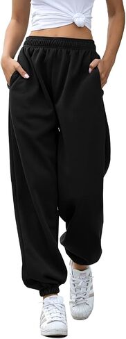 Women's High Waisted Sweatpants Athletic Pants Baggy Joggers Lounge Workout Jogging with Pockets in Kuwait