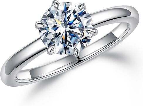 MOOSEA 2ct Moissanite Rings for Women - Round Cut Solitaire Moissanite Engagement Ring | 14K White Gold Vermeil Sterling Silver Moissanite Rings | Trendy Jewelry for Women Promise Rings for Her in Saudi Arabia