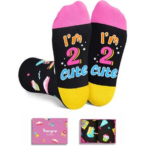 HAPPYPOP 2nd Birthday Gifts Ideas - Socks for Toddlers 2t, Girls Boys Age 2 Gift, Two Year Old Gifts for Kids, Presents for 2 Year Olds in Black