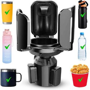 2024 Upgraded 2-in-1 Car Cup Holder Expander Adapter with Expandable Arm and Adjustable Base, 360° Rotation, Compatible with Most Coffee Mugs Bottles & Cups