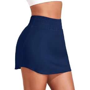 Aleumdr Women's Swim Skirt High Waisted Tummy Control Swimsuit Bottom Skorts Skirts Bikini Bottom with Pockets