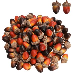 Udefineit 100PCS 3cm Artificial Mini Acorns, Fake Fruit Props Lifelike Oak Nut Plants Model Craft for Home Kitchen Table Decor, Thanksgiving Halloween Christmas Festival Decorative Ornaments (2 Pack)