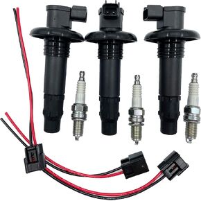 WAVERUNNER IGNITION COIL + SPARK PLUG + PIGTAIL CONNECTOR EACH SET OF THREE 296000307 420664020 Compatible with SEA-DOO ALL 4-TEC JET BOATS GTX RXP RXT GTI GTR GTS WAKE 130 155 215 255 260