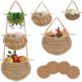 Hanging Fruit Basket with Coasters (3 Tier)