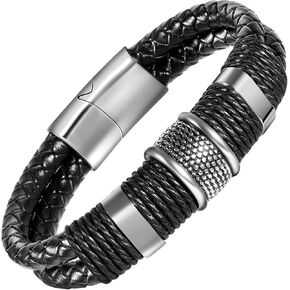 Leather Bracelet For Men Braided Jewelry Braclets Bangle Cool Black brown Wrist bracelet in Kuwait