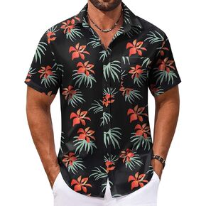 COOFANDY Men's Hawaiian Shirt Short Sleeve Casual Button Down Tropical Summer Beach Aloha Shirts