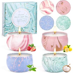 Candle Gifts,Scented Candles Christmas Gift Set for Women, 4 Pack Aromatherapy Candles for Home Scented, Natural Soy Wax Candles Gift Set for Birthday, Mother's Day, Christmas, Valentine's Day