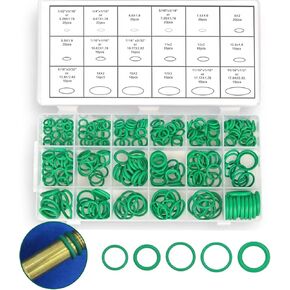 270PCS O Ring Assortment Kit, Rubber Seal Gasket Washer Set, Car Air Conditioning AC Sealing ORings for A/C Professional Plumbing Automotive Compressor, Multi Sizes with Box (Green)