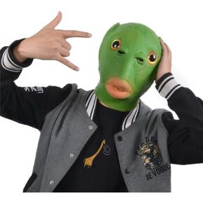 Voyiparty Green Fish Mask Funny Halloween Masks Silly Stupid Animal Rubber Mask Full Head Fancy Dress Party Cosplay