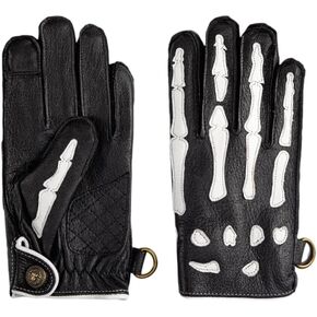 NappaNovum Deerskin Leather Non-Slip Skeleton Motorcycle Warm Lining Winter Gloves for Men,Gloves for Cycling and Riding