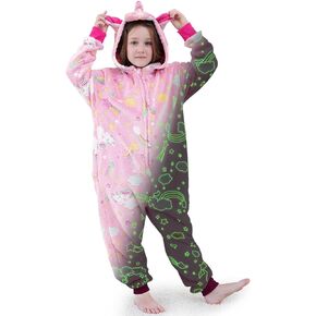 Unisex Kids Onesie Pajamas Children Unicorns Costume Glow Halloween Cosplay for Girls Boys