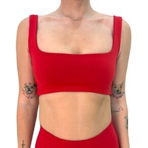 NAYA Radiant Red Low Back Square Neck Sports Bra for Runinng, Pilates,Yoga and Lifestyle