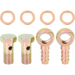 Motoforti Universal Car Banjo Hose Barb Bolt Fittings, Motorcycle Banjo Bolt Washer, 12mm, Metal, Bronze Tone, 2 Sets