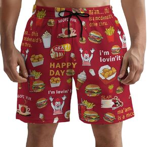 Men's Swim Trunks with Beach Print Quick Dry Swimsuits Board Shorts with Pockets Summer Gifts