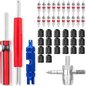 Stem Removal Tool, Spool Removal and Installation Tool, Four-Way Valve Tool, Spool, Stem Cover. Suitable for All Types of Tires(44pcs)