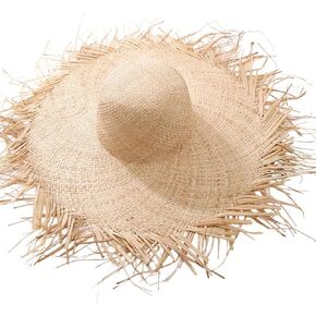 Summer Straw Hat Straw Sun Hat Wide Brim Straw Hat Beach Straw Hat Tassel Straw Hat Handwoven Straw Hat for Women (Cone)