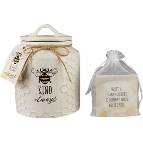مرطبان Bee Kind Always Kindness من Young's Inc، وعاء تأكيد إيجابي مع 40 رمزًا لطيفًا في حقيبة الأورجانزا، وبطاقات تحفيزية بارتفاع 15.24 سم in Kuwait
