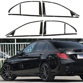 Window Trim Chrome Delete Blackout Overlay Pre-Cut Genuine Vinyl for Mercedes Benz C Class W205 2014-2022 Carbon Fiber Pattern