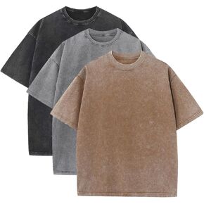 Men's Acid Wash T-Shirts Oversized Unisex T Shirt Cotton Short Sleeve Shirts Casual Tee for Women