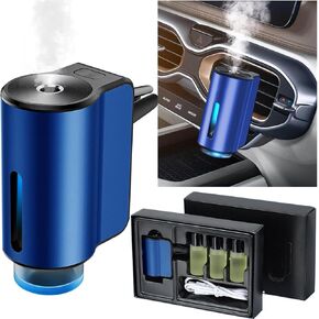 Smart Car Air Freshener,2024 New Automatic Car Air Diffuser&Freshener Three Adjusts,Intelligent Car Aroma Fresheners Diffuser Metal Case/Rechargeable(3Bottle Fragrance Included) (Black)
