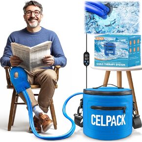 Cold Therapy System for Post-Operative Recovery, Sports Injuries, Knee Pain, Sprains, Swelling, Full Knee Brace with Silent Pump, Timer Remote Control Cold Therapy Device Blue