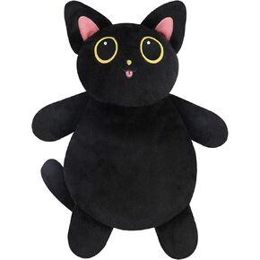 Microwave Heating Pad for Period Cramps Pain Relief - Microwavable Stuffed Animal for Cramps Neck Shoulder Muscles Knee Joints - Cute Cat Gifts for Women - Small Black Cat