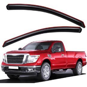 Lightronic WV192445 in-Channel Side Window Deflectors & Visors Vent Rain Guards, Dark Smoke, 2-Pieces Set, Fits 2017-2019 Nissan Titan/Titan XD, Regular Cab & King Cab