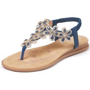 iCKER Women Sandals Rhinestone Dressy Casual Summer flat flip flops Comfortable Sandals