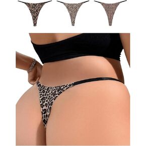 SweatyRocks Women's Plus Size 3 Pack Thongs Leopard Print Seamless G-String Panties Underwear