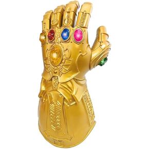 LED Light Up Infinity Gauntlet Infinity Gloves Stones Halloween Cosplay Costume Accessories (Gold, Adult)