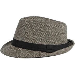 Wool Felt Fedora Hats for Men Manhattan Gangster Trilby Hat with Band Dress Jazz Hat Gatsby Costume Accessory