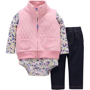 Infant Toddler Boy Girl Winter Fall Warm Clothes Outfit Romper Coat Pants Set
