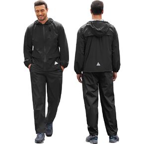 COOFANDY Men's Rain Suit 2 Piece Waterproof Breathable Rain Gear Lightweight Rain Jacket Pants Rainwear Suit