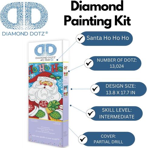 DIAMOND DOTZ ® at Home - Santa Ho, Partial Drill, Round Dotz, Diamond Painting Kits, Diamond Art Kits for Adults, Gem Art, Diamond Art, Kits, 13.8"x17.7" in Saudi Arabia