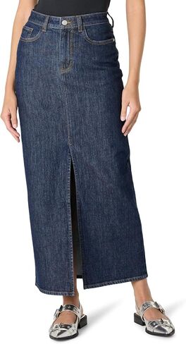 The Drop Women's Rylie Maxi Denim Skirt with Front Slit in Saudi Arabia