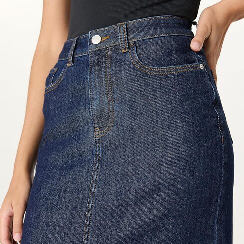 The Drop Women's Rylie Maxi Denim Skirt with Front Slit in Saudi Arabia