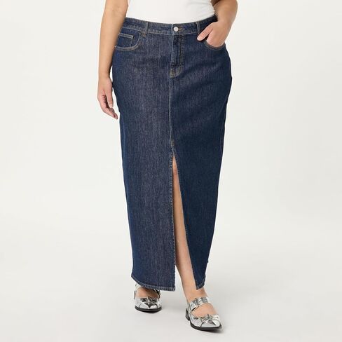 The Drop Women's Rylie Maxi Denim Skirt with Front Slit in Saudi Arabia