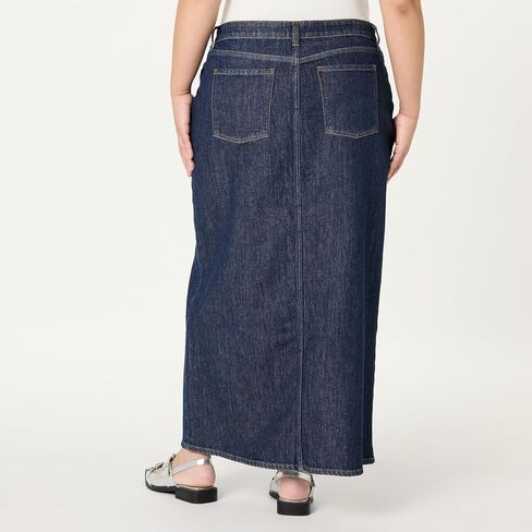 The Drop Women's Rylie Maxi Denim Skirt with Front Slit in Saudi Arabia