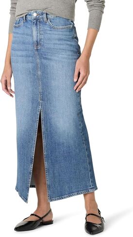 The Drop Women's Rylie Maxi Denim Skirt with Front Slit in Saudi Arabia